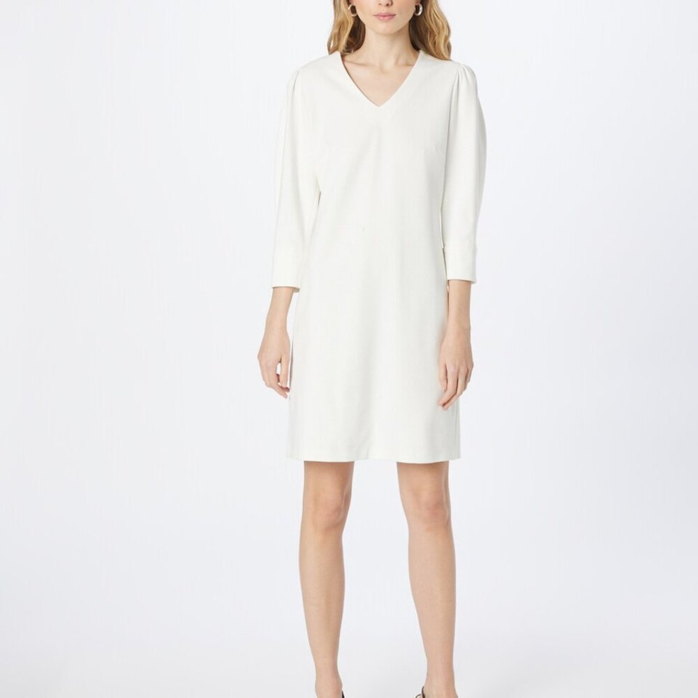 New Hugo Boss Distany Women's mini dress Elegant Cream V-Neck Dress Size 6